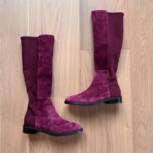 NEW Stuart Weitzman 5050 Celia Suede Boots Burgundy 6